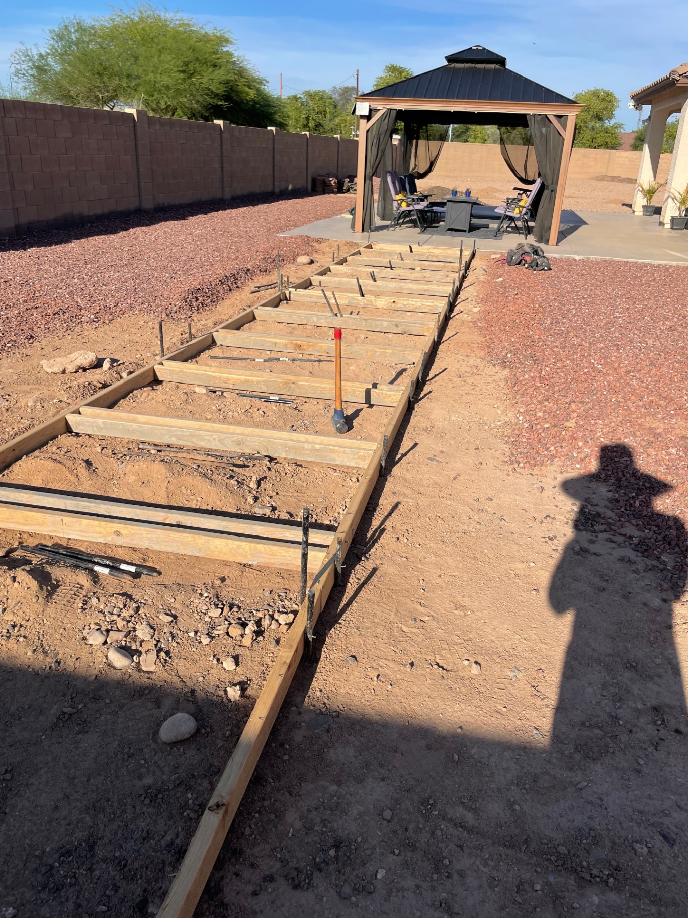 Backyard Walkway Formwork and Rebar by Arizona Precision Concrete in Phoenix, AZ