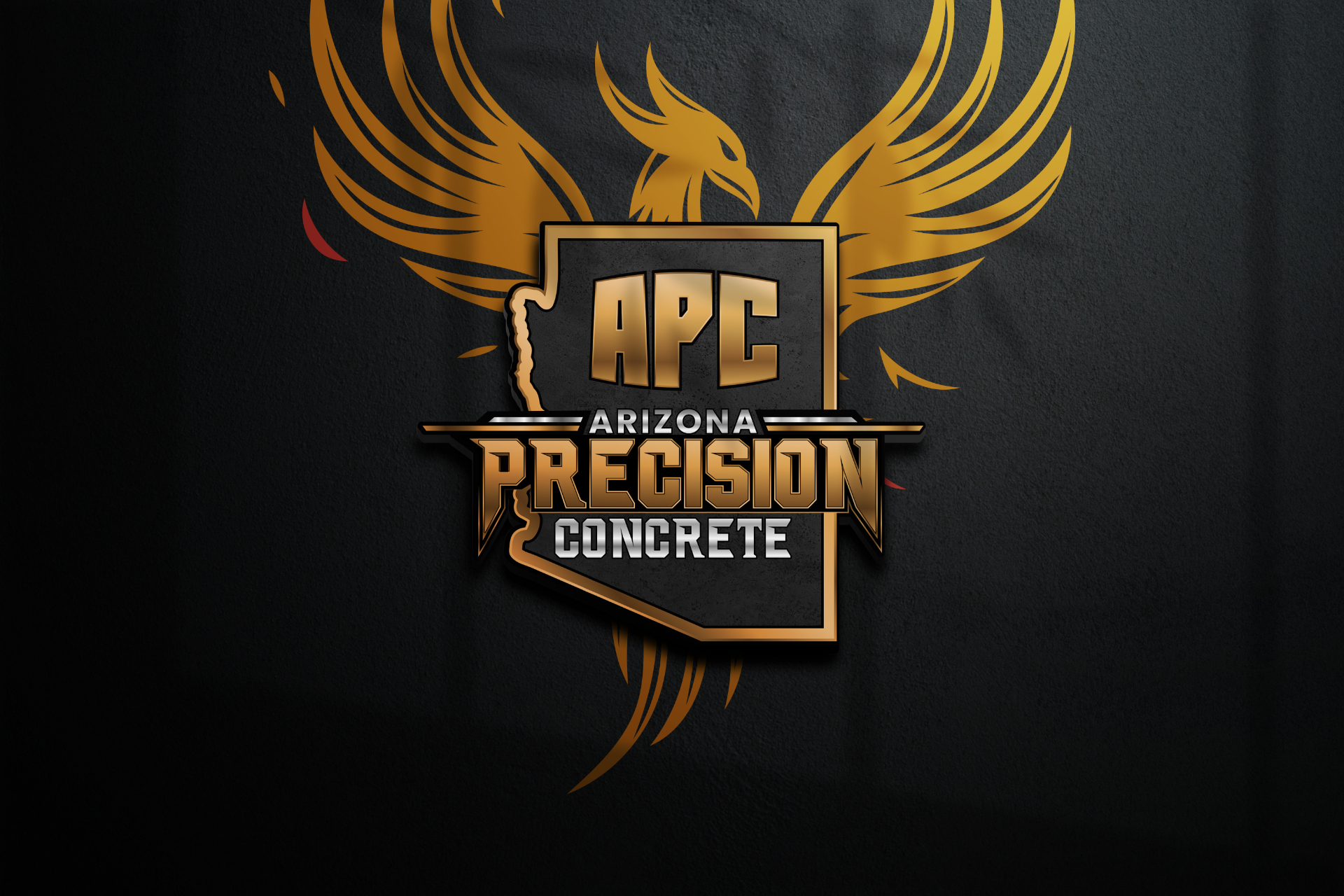 Arizona Precision Concrete logo — APC phoenix shield over the state of Arizona