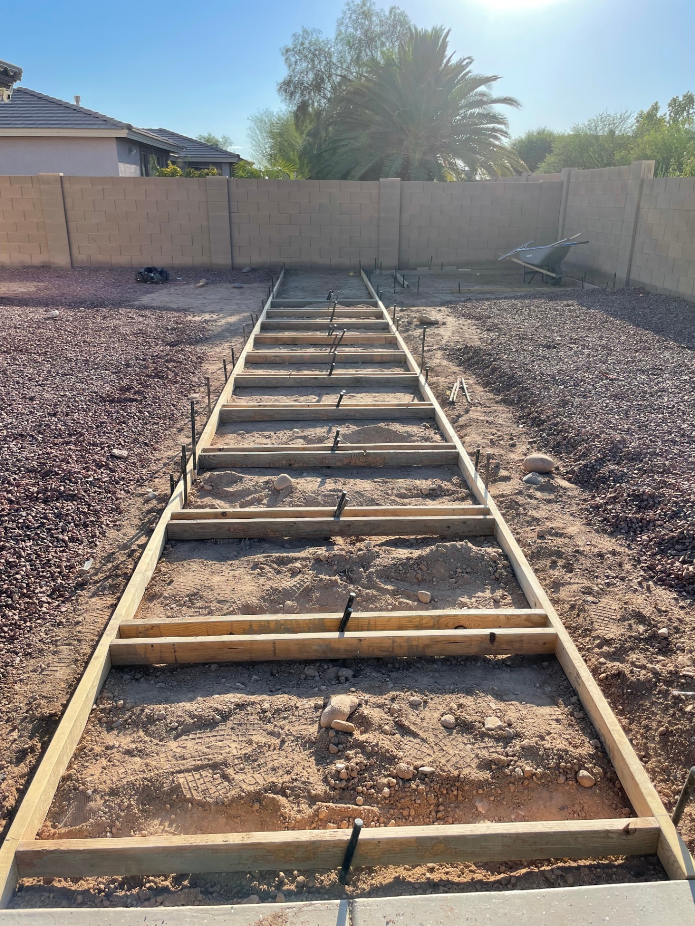 Long Backyard Walkway Formwork by Arizona Precision Concrete in Phoenix, AZ