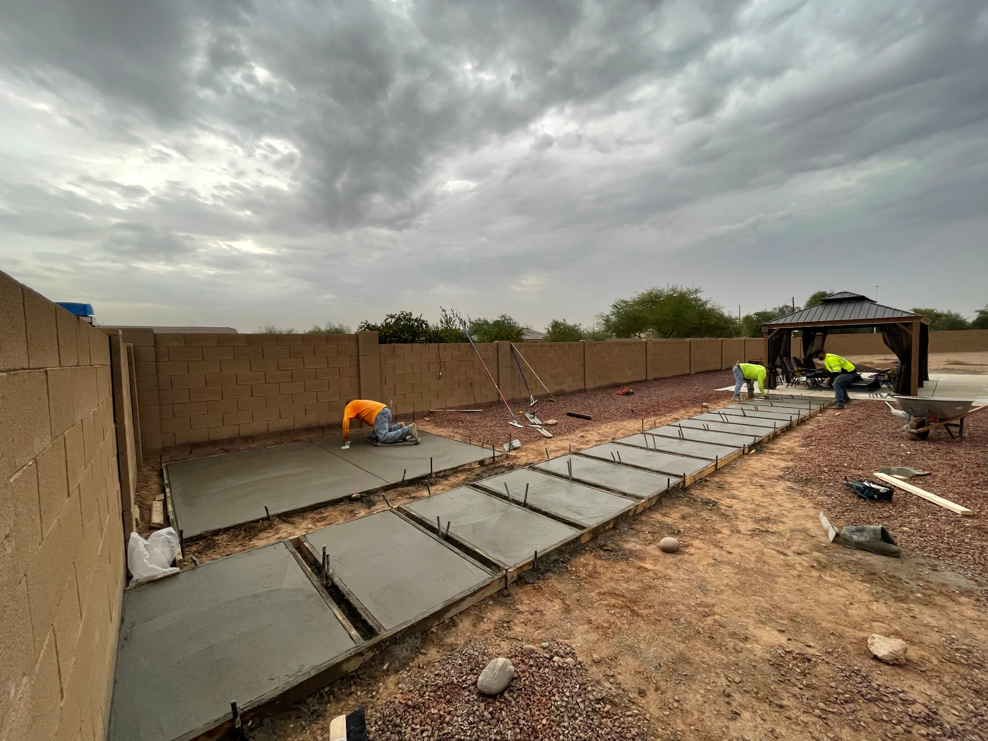 Backyard Concrete Walkway Pour by Arizona Precision Concrete in Phoenix, AZ